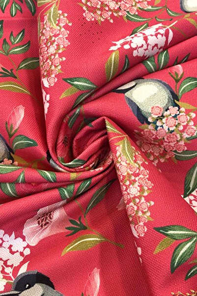 SUZANİ Koyu Pembe Saka Kuşu Dijital Baskılı Kumaş Kms-1424