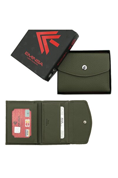 Eminsa Kadın Yeşil Deri Mini Cüzdan