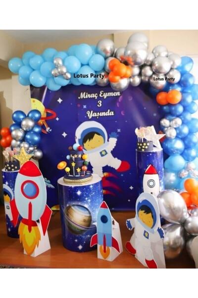 LOTUS PARTY 60 Pieces - Metallic Blue - Navy Blue - Orange - Silver Balloon C...