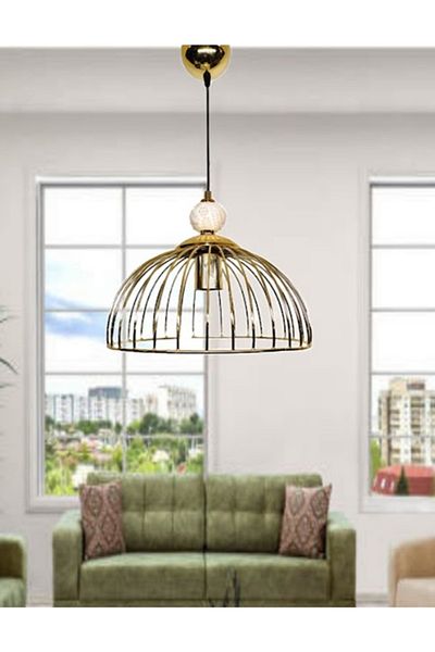 DEDE Cream Color Tiled Gold Pendant Lamp