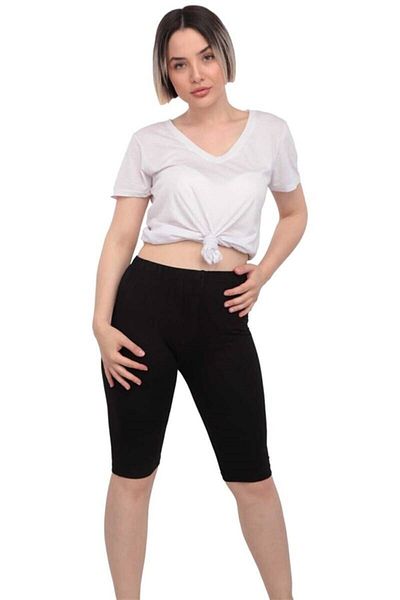 Tutku Women's Short Black Combed Cotton 6-Piece Tights