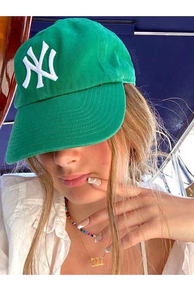 Goldmine Unisex Baseball Ny Hat - Cactus Green and White