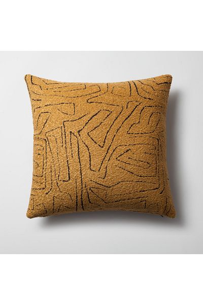 Fineroom Living " Amorphous " - Abstract Patterned 50x50 Throw Pillow Mustard (Inner Pillow Included)