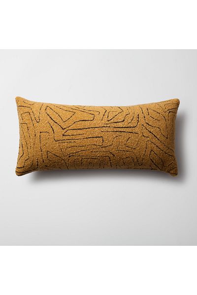 Fineroom Living " Amorphous " - Abstract Patterned 35x70 Throw Pillow Mustard (Includes Inner Pillow)