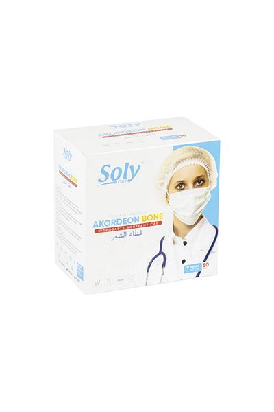 Soly White Accordion Bonnet - 43 Cm, Single Rubber, Box of 50