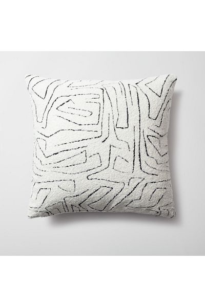 Fineroom Living "Amorphous" - 50x50 White Throw Pillow with Abstract Pattern (Includes Inner Pillow)