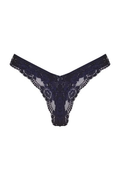 HNX Brazilian Lace Navy Blue Thong Women's Panties