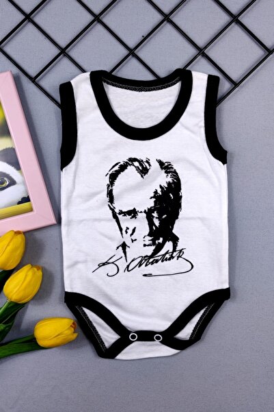 ADABEBEK Ataturk Printed Snap Bodysuit