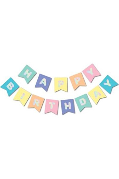 party mix Банер за честит рожден ден с цвят на макарони и текст „Честит рожде...