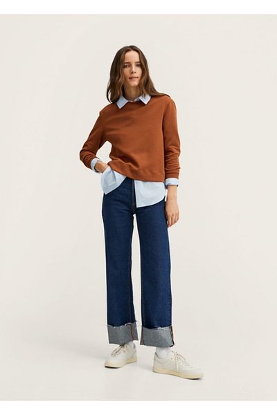 MANGO Woman Tricou din bumbac cu mânecă lungă
