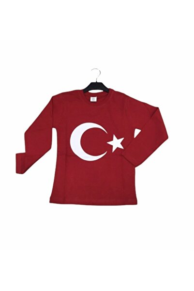 Dıgıl Kids تي شيرت سوبر قطن ممشط بأكمام طويلة هلال ونجمة 23 أبريل 29 أكتوبر أ...