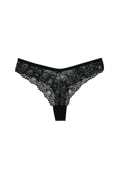 HNX Μαύρη δαντέλα Brazil String Γυναικεία κιλότα