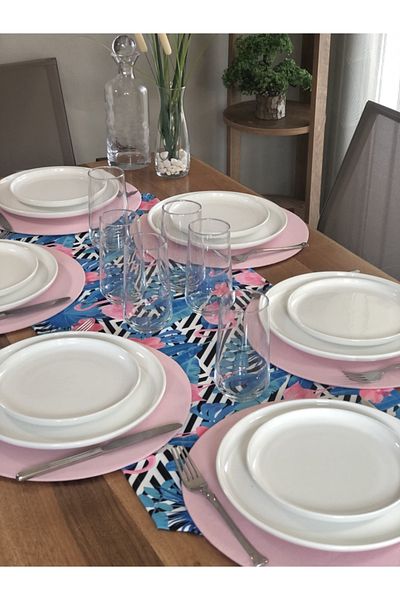 desen izmir American Service, Σετ φορτιστή 6 τεμαχίων και Runner Flamingo