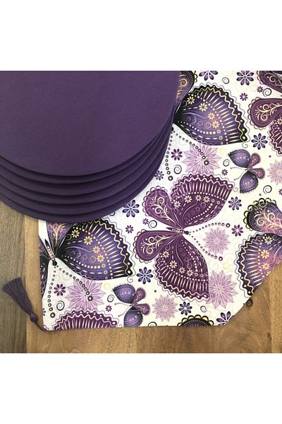 desen izmir Set de 6 farfurii pentru fluture mov și farfurii americane