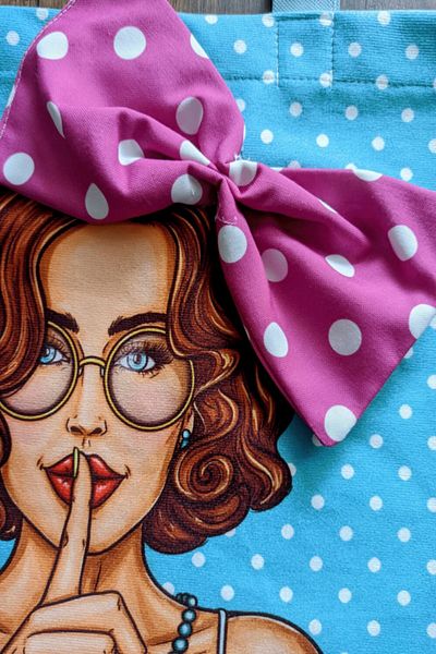 AYSHOME Τσάντα αγορών με υφασμάτινο σχέδιο Popart Κίτρινο πουά παραλίας