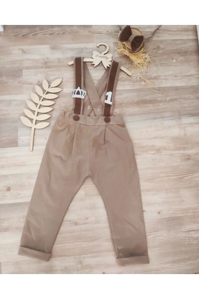 Feriatolye Sand Color Coffee Color Baby Boy Trousers Salopet