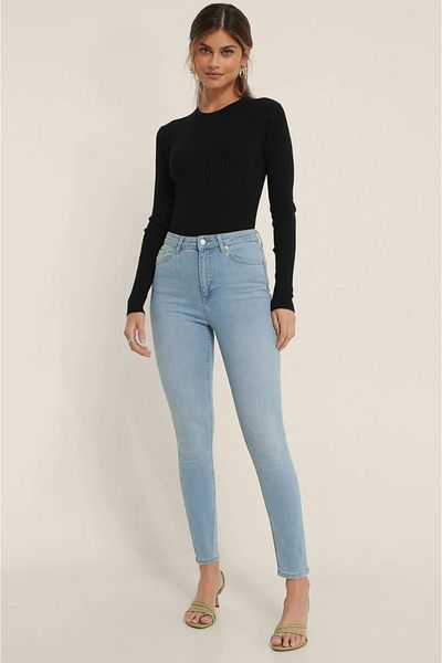 Trn JNS Ramses Ice Blue Talie înaltă S.ü.per Jeans skinny Pantaloni Jeans(COLECTOR)
