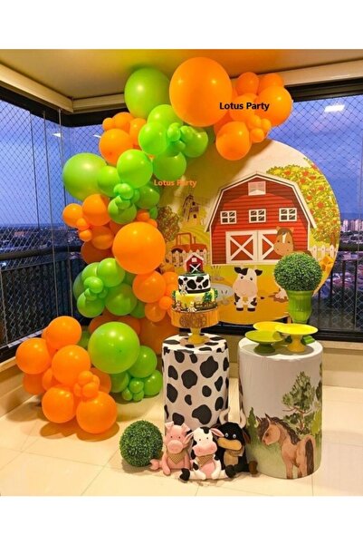 LOTUS PARTY Σετ αλυσίδας 50 τεμαχίων μεταλλικό πορτοκαλί πράσινο μπαλόνι