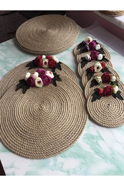 Yumak Dekor Grup 6 Προσωπικότητα Κορδόνι Πιάτο Σχοινί Ψάθινο σουπλά σουπλά Fl...