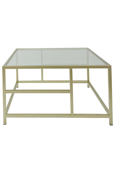 entemiz Camlı Kare Orta Sehpa Şeffaf Temperli Camlı