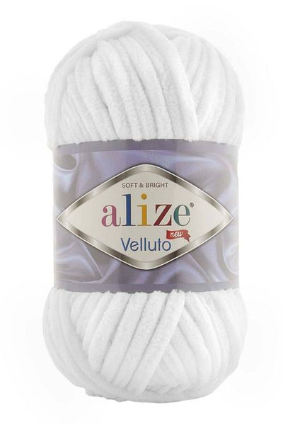Alize Velluto Velvet Hand Knitting Yarn 055 White