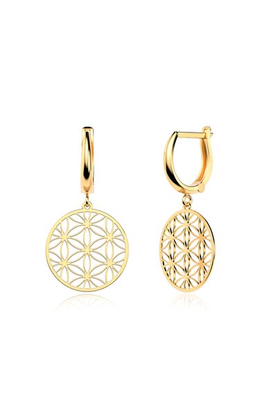 İNDİGO TAKI Yaşam Çiçeği Altın Kaplama Gümüş Küpe