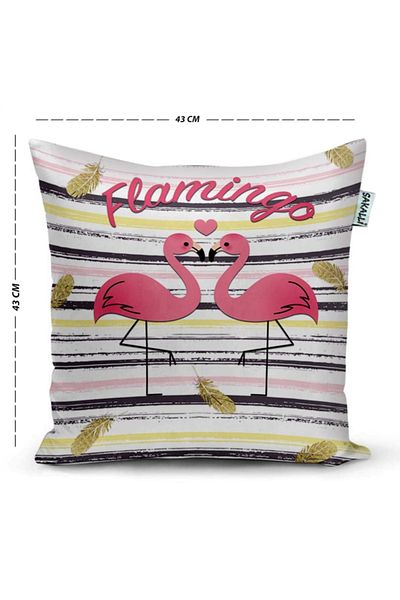 Sakallı Husă de pernă decorativă imprimată 3D cu model Flamingo