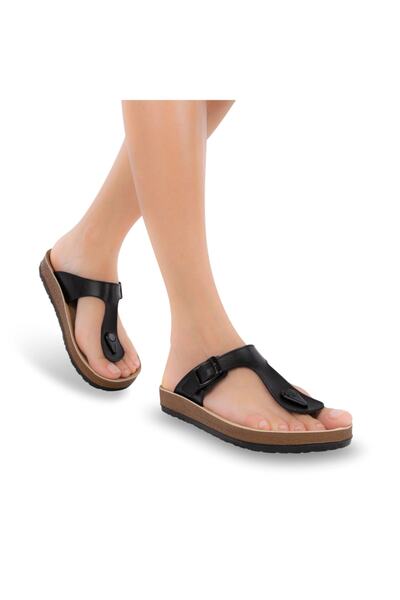 stoneclass Μαύρες σαγιονάρες Ανατομική Σόλα Four Seasons Γυναικείες Παντόφλες