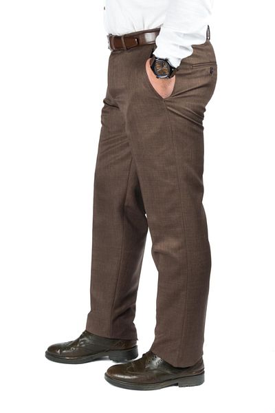 wontilotte Men's Light Brown Vito Fabric Trousers