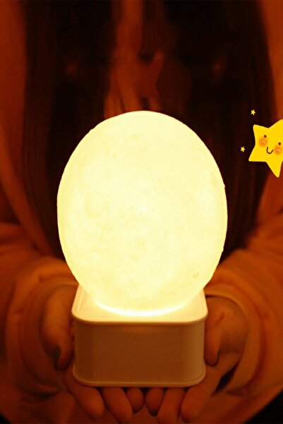ORİJİNALDÜKKAN Sese Ve Dokunmaya Duyarlı Silikon Dolunay Gece Lambası Çocuk B...