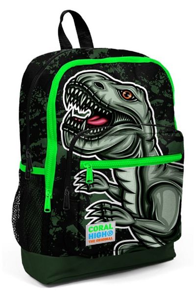 Coral High Rucsac pentru școală primară și zilnică cu imprimeu dinozaur verde - băiat