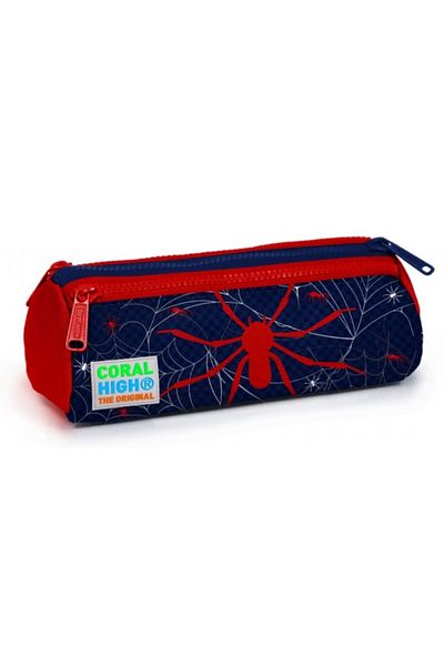Coral High Μπλε-κόκκινο Spider τυπωμένη τσάντα στυλό τριών διαμερισμάτων - αγόρι