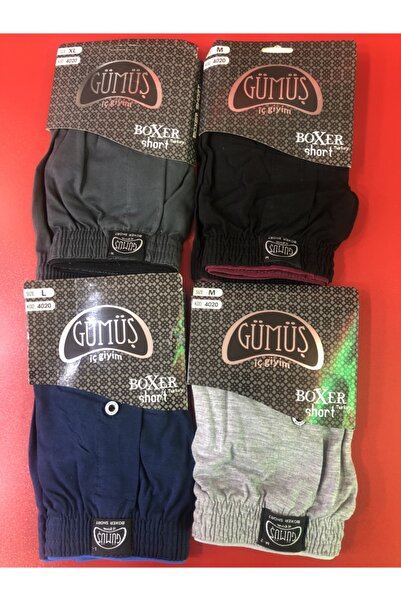 Gümüş İç Giyim منشفة فضية الخصر 4 قطع الرجال الملاكم القصير 4020