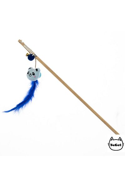 Be Cat Sound, Furry Cat Fishing Rod with Plush Bear Figure-blue