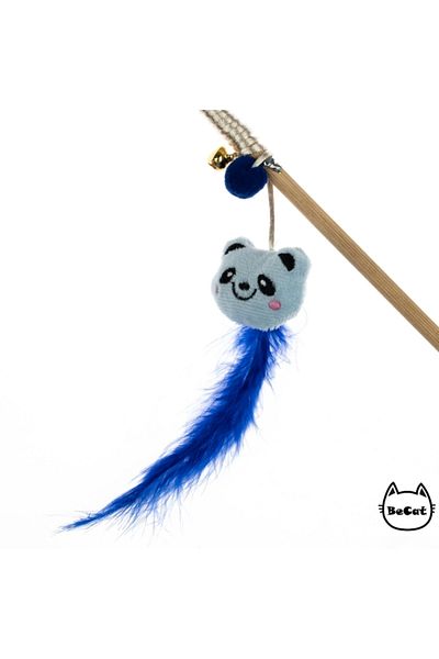 Be Cat Sound, Furry Cat Fishing Rod with Plush Bear Figure-blue