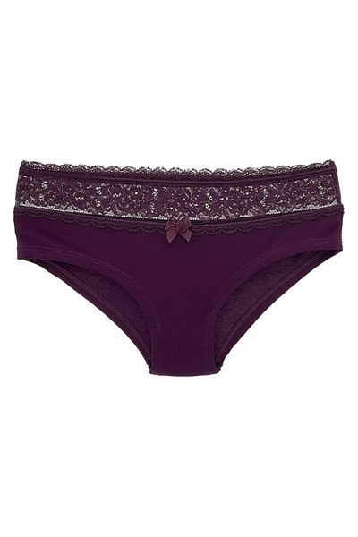 HNX Μωβ βαμβακερή μέση δαντέλα Half Boxer Hipster Γυναικεία κιλότα