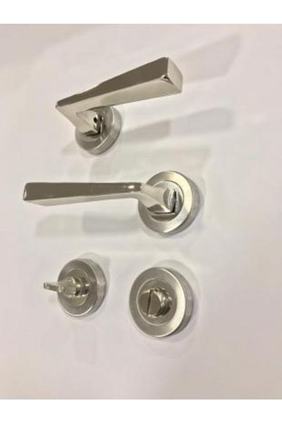 ARON Sofuoglu Sea Round Stainless Rosette Nickel Satin (BANIO - WC) Door Handle Aluminum / Steel
