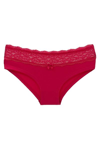 HNX Chiloți de damă, din bumbac, rodia, cu dantelă, jumătate boxer