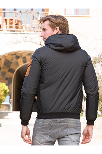 Masimar με κουκούλα Υφαντό παλτό με επένδυση με με τύπωμα τσέπες