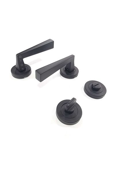 ARON Sofuoğlu Deniz Round Stainless Rosette Matte Black (BATHROOM-WC) Door Handle Aluminum / Steel