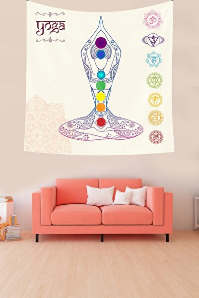 Pelangi طاقة اليوغا - قماش مخملي مقاوم للبقع، قماش حائط بنمط الشاكرات وسجادة