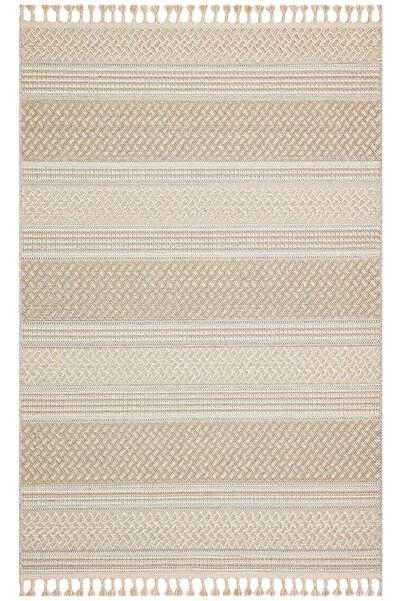 Eko Halı Soho Sh 05 Beige Hav Vermeyen Özel Ipler Ile Üretilen Etnik Örgü Des...