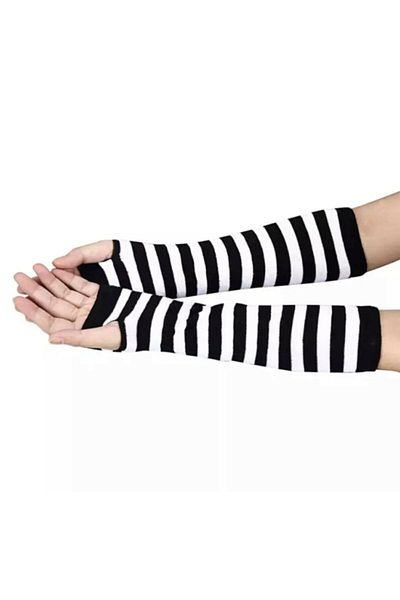 İYİ MODA Anime Grunge Punk Black White Striped Sleeve