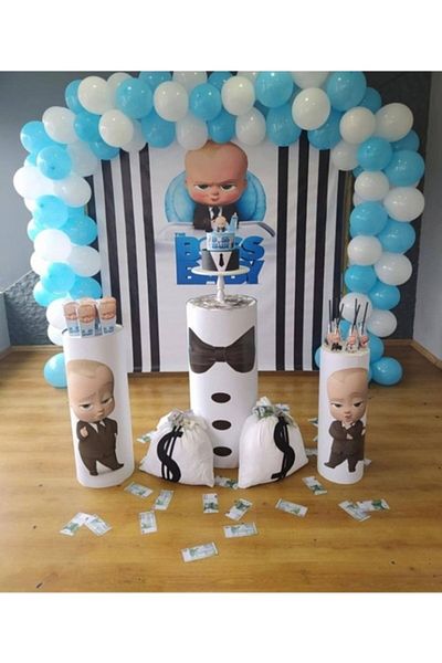 Party City Boss Baby Concept - Baby Blue - White Balloon Chain Set