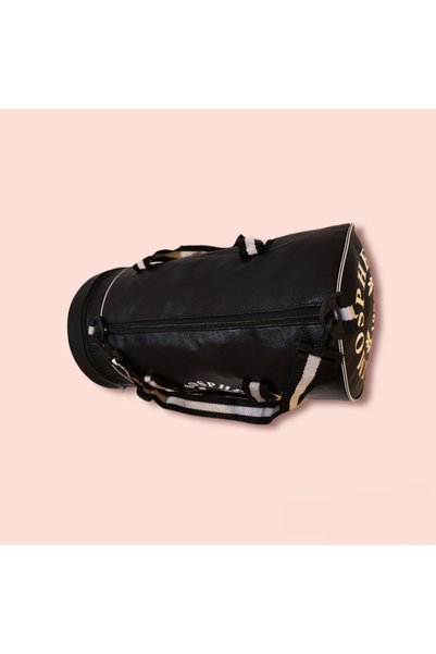 Dadacuq Black Long Strap Cylinder Sports Bag