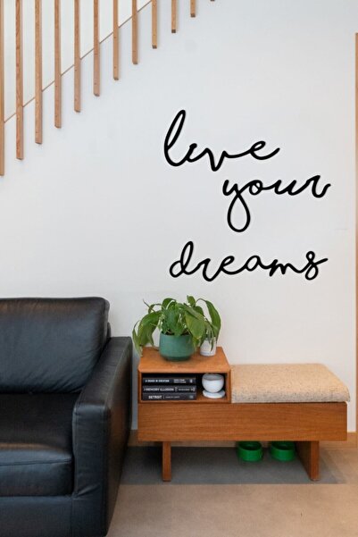 HTS TASARIM Live Your Dreams Ahşap Duvar Yazısı - Lazer Kesim Duvar Dekoru