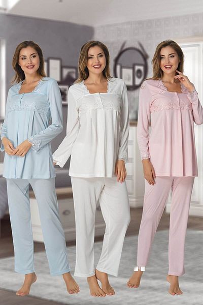 Effortt Set pijama de maternitate albastru damă 