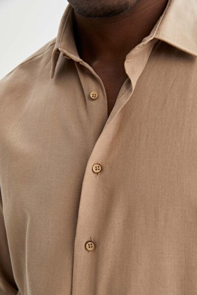 DeFacto Модерна риза с поло яка и дълъг ръкав от 100% памук