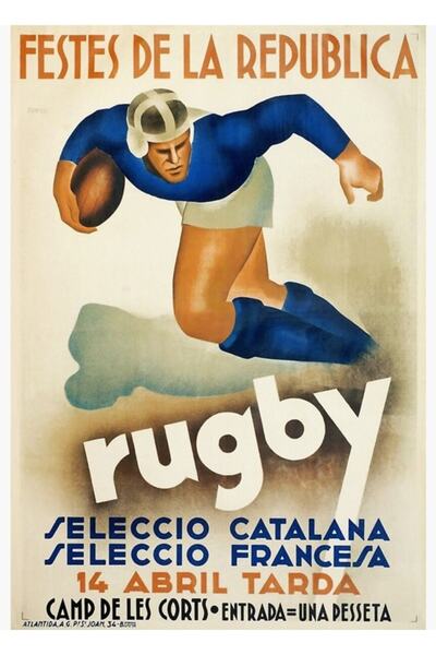 Universal Poster de călătorie vintage Art Deco, fotbal spaniol, rugby, sport,...