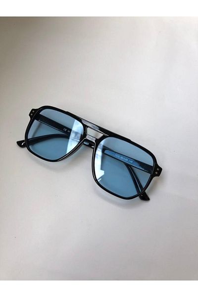 LOOKUP Unisex Retro Pilot Double Bridge Blue Glass Women's Sunglasses (53/20/148)